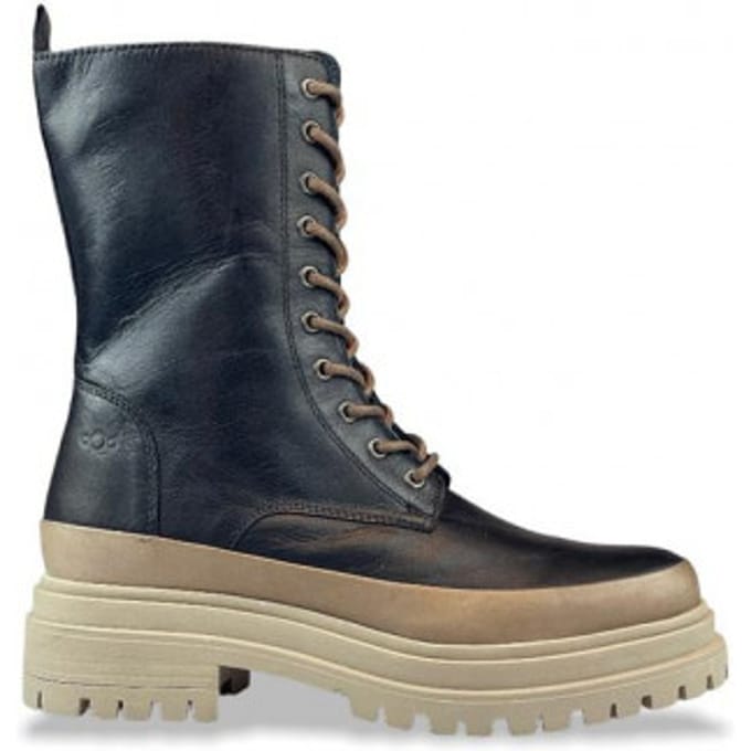 Aqa Shoes A8212 Dames Veterboot - Zwart Beige