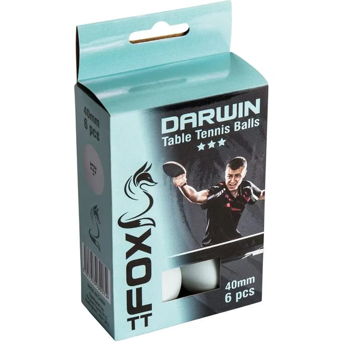 Fox TT Darwin 3 Star Table Tennis Balls (Pack of 6)