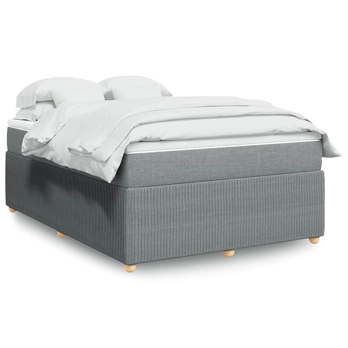 vidaXL - Boxspring - met - matras - stof - lichtgrijs - 140x190 - cm