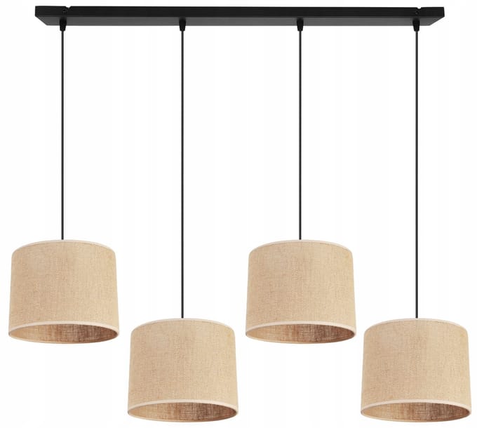 Light Home JUTA - Hanglamp 4-Lichts Balk - Stoffen Kap Ø20 cm - Beige - E27