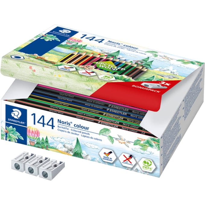 Kleurpotloden Staedtler Noris 12kl-3 slijpers gratis classpack 144st