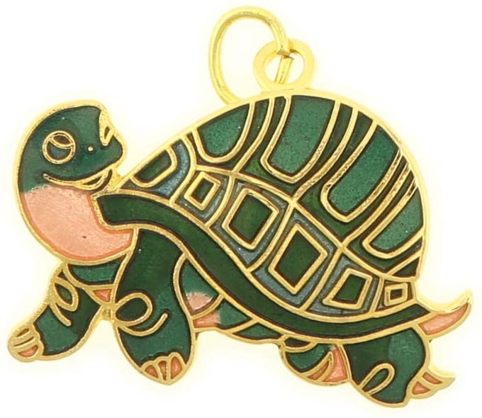 Behave - Hanger schildpad groen emaille goudkleur - balans & natuurstijl