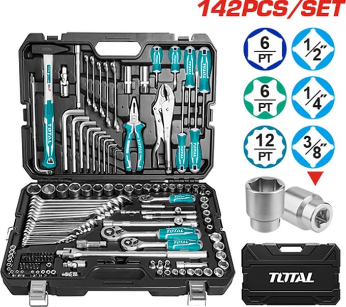Total Tools Gereedschapskoffer - Gereedschapsset - 142 delig