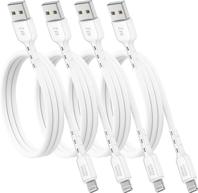 4 pack usb Lightning kabels geschikt voor iPhone en iPad - 2 meter - Oplader kabel - Voor opladen en data overzetten - Wit