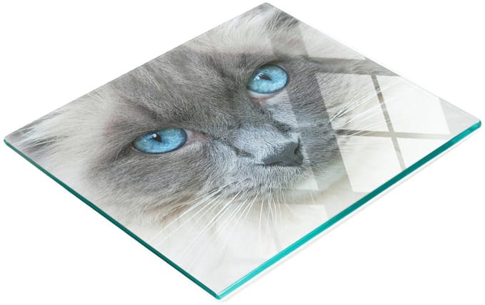 Decoratieve snijplank van gehard glas met kattenogen, 60x52 cm