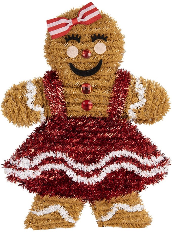 Clayre & Eef Kerstdecoratie Gingerbread man 22x4x28 cm Bruin Kunststof