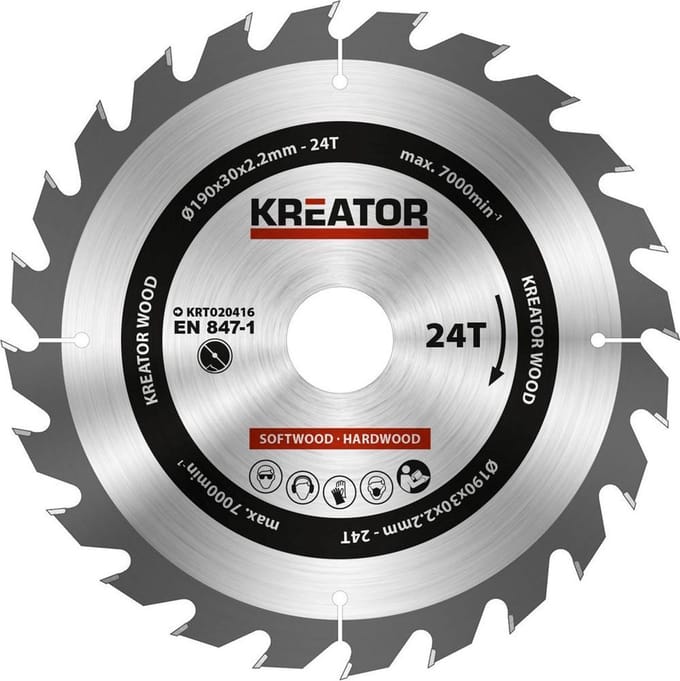 Kreator KRT020416 Zaagblad hout 190 mm -24T