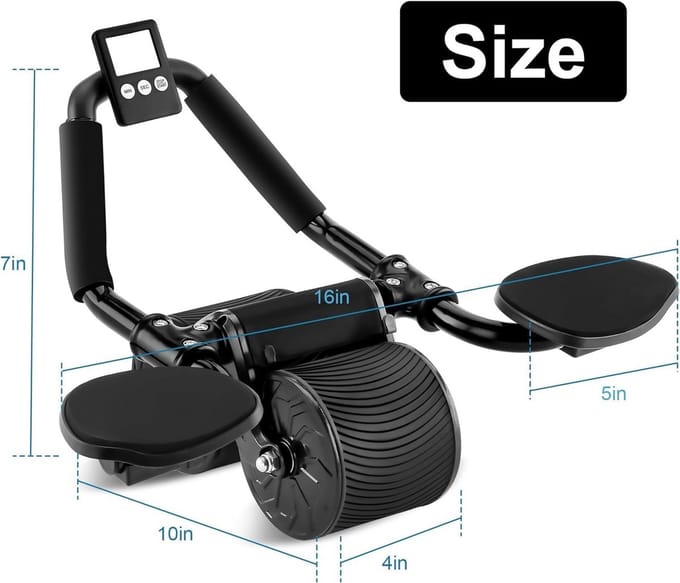 Buikspierroller met Automatische Terugslag en Timer - Core Trainingsapparaat met Kniemot