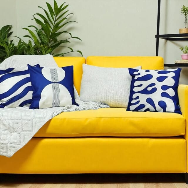 Gek op kussens! Sierkussen royal blue abstract | 45 x 45 cm | katoen/linnen
