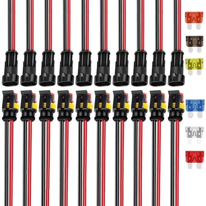 10x Waterdichte Elektrische Stekkers | 2-polig Connector Set met Kabel (Auto, Boot, Motor)