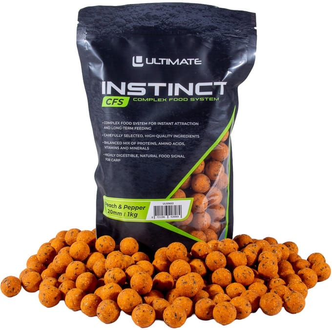 Ultimate Instinct CFS Boilies 15mm 1kg - Peach & Pepper - Boilies