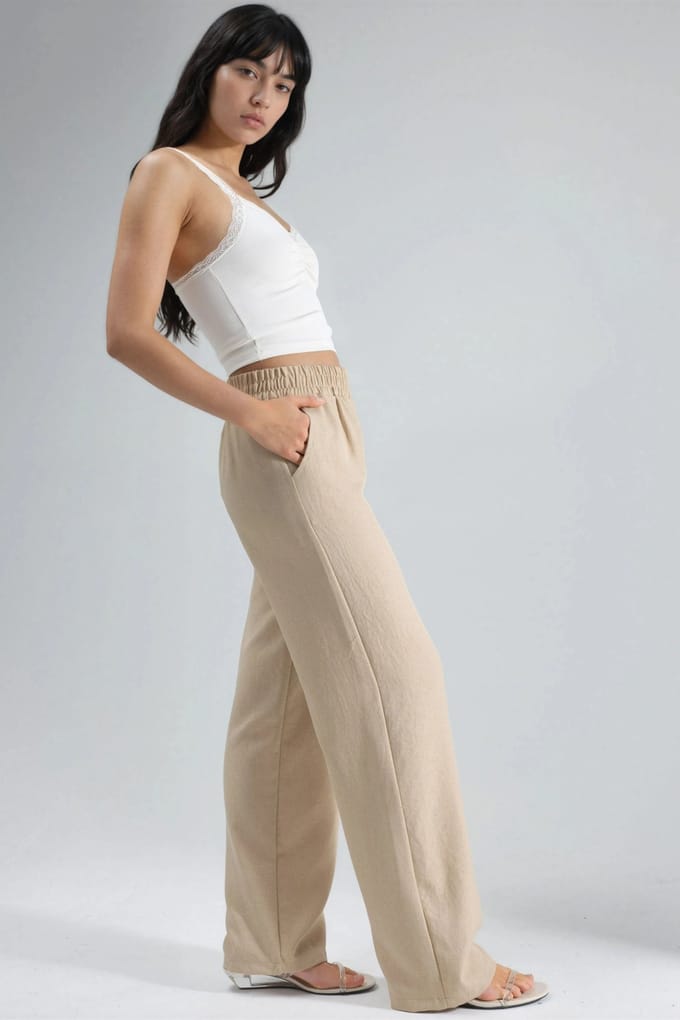 Elastische Taille Rechte Broek