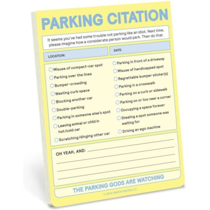 Knock Knock Parking Citation Nifty Note (Pastel Yellow) - Knock Knock