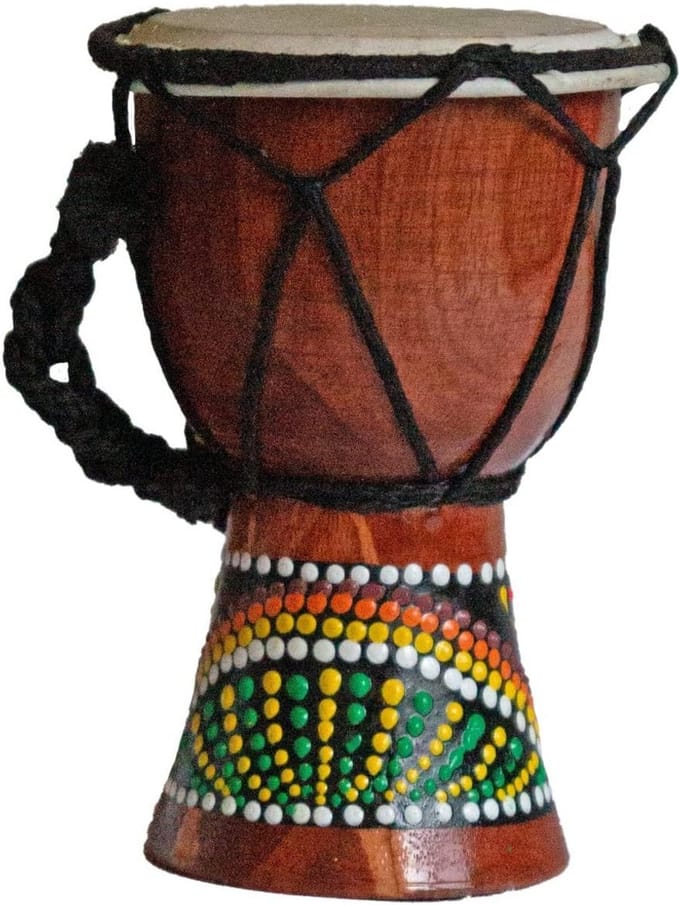 Handgemaakte Djembe Trommel 12 cm Met Afrikaanse Percussie en Dot Painting