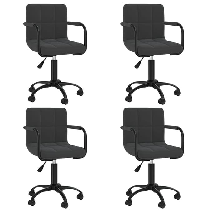 vidaXL - Eetkamerstoelen - draaibaar - 4 - st - fluweel - zwart