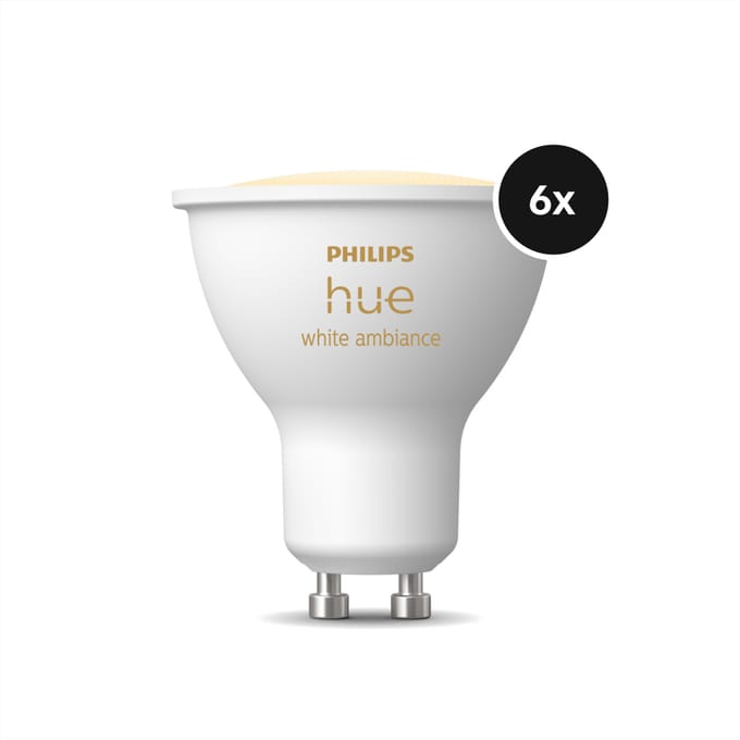 Philips Hue White Ambiance GU10 Ledlampen 400lm 6-pack