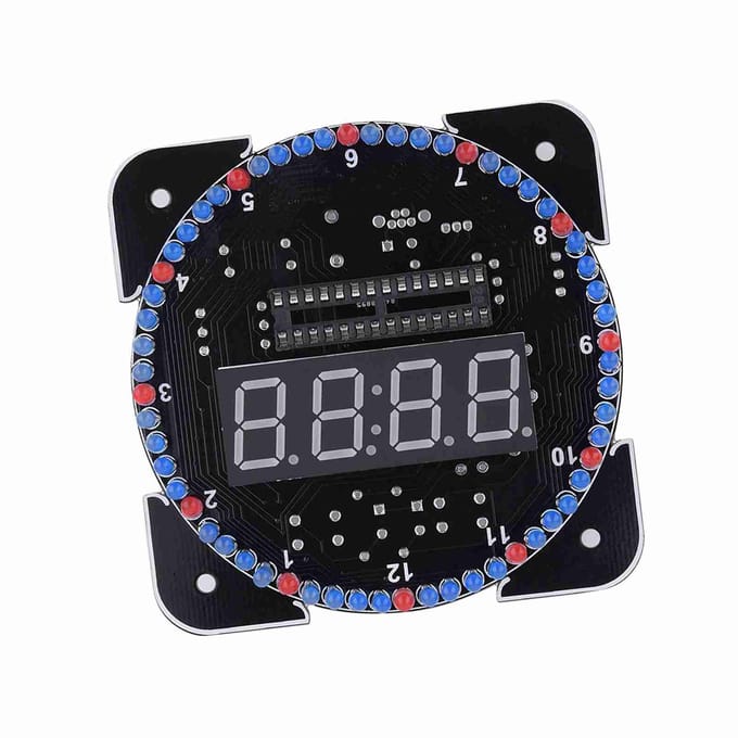 Doe-het-zelf Lichtregeling Rotatie Digitale LED Elektronische Temperatuur Klok Kit Suite WUSB Kabel Blauw gray