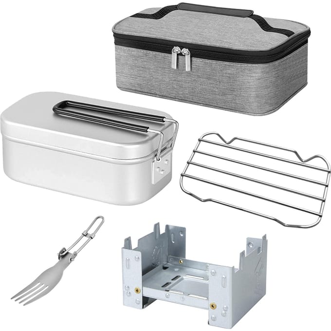 800 ml lunchbox mini-opklapbaar stoomrek comboset Set B gray