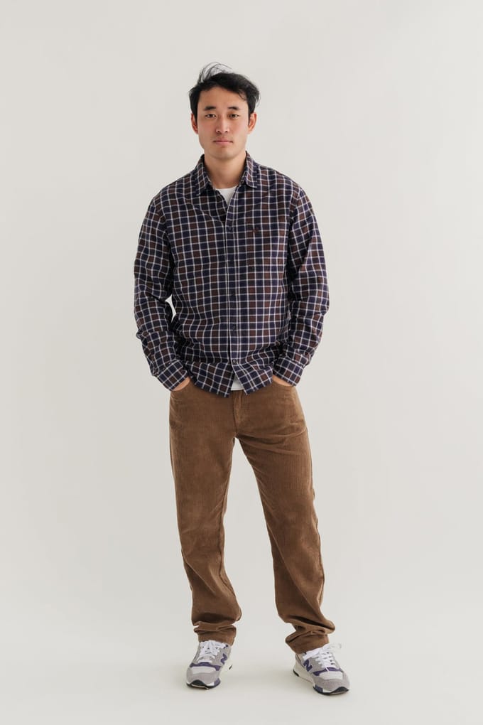 TWOTHIRDS Dundalk - Navy & Brown Taglia: L | Camicie Casual Outlet | Uomo | Blu