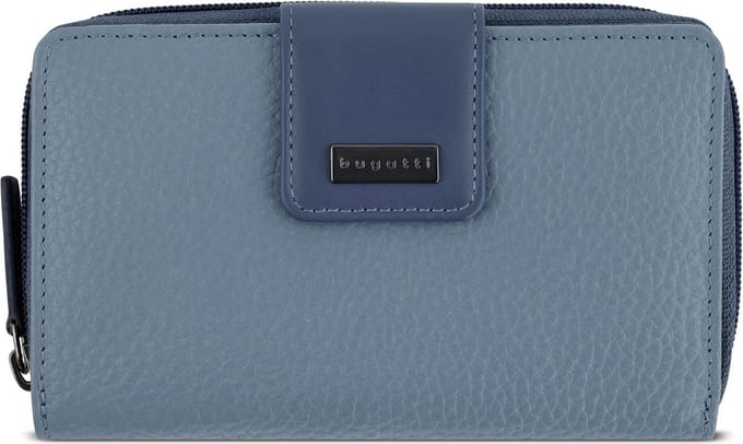 Bugatti Sina Portemonnee RFID-bescherming Leer 16 cm - Dames - Horizontaal - denim