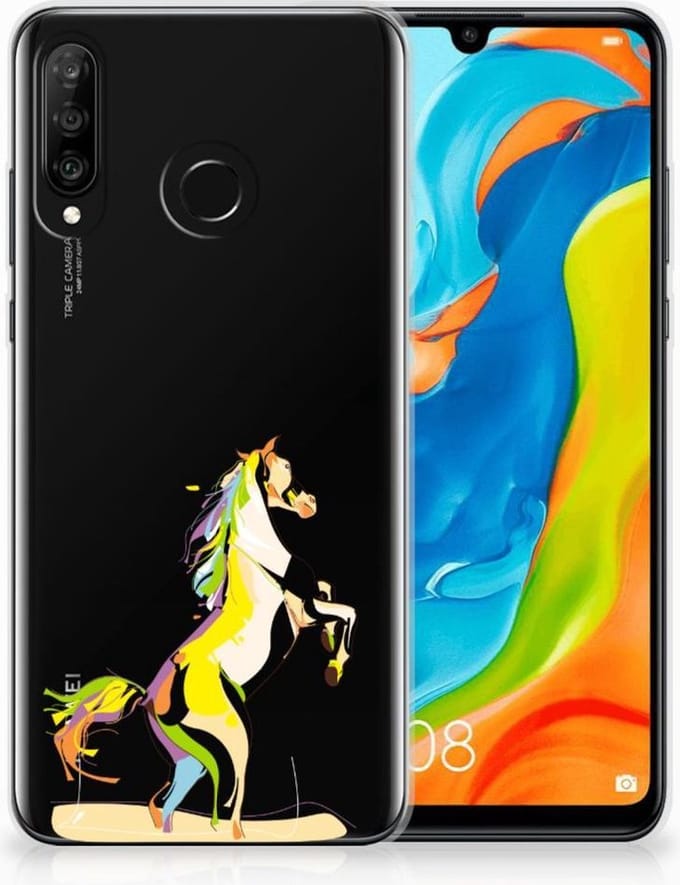 Huawei P30 Lite Telefoonhoesje met Naam Horse Color