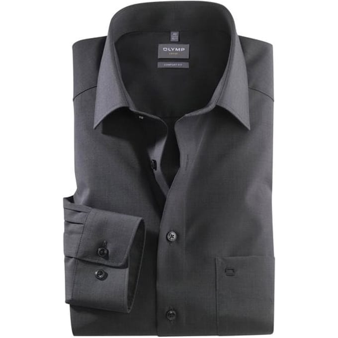 OLYMP Luxor Overhemd, Comfort Fit, New Kent, Zwart