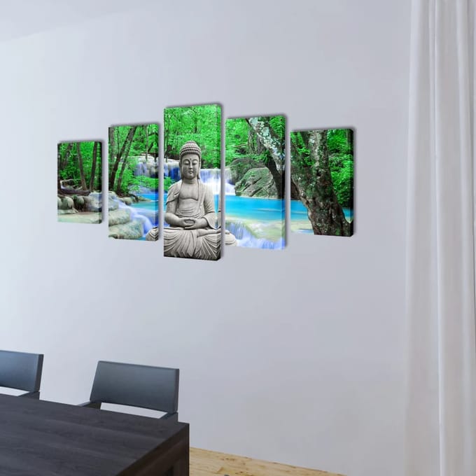 vidaXL - Canvas - muurdruk - set - buddha - 200 - x - 100 - cm