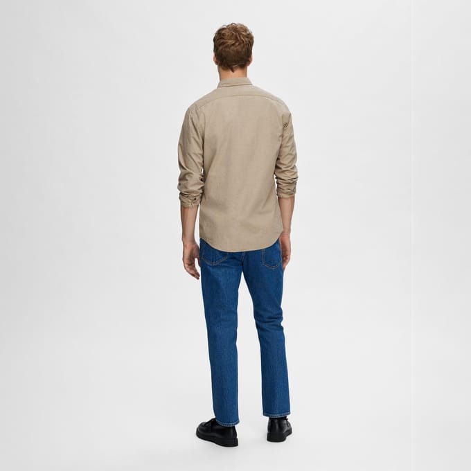 Selected - Heren Overhemden Rick Slim Fit Overhemd Morel - Beige - Maat S