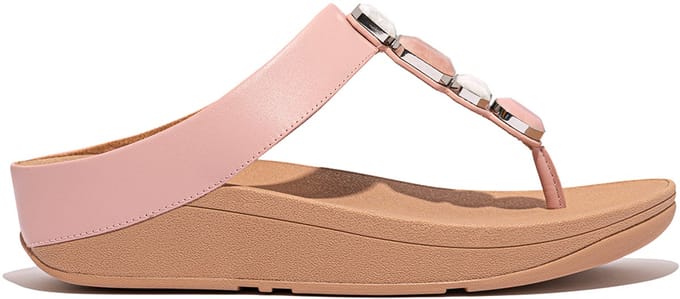 FitFlop Damen Flip Flops Fino Multi-Stone Leather Toe-Post Sandals IU9 Soft Blush-38