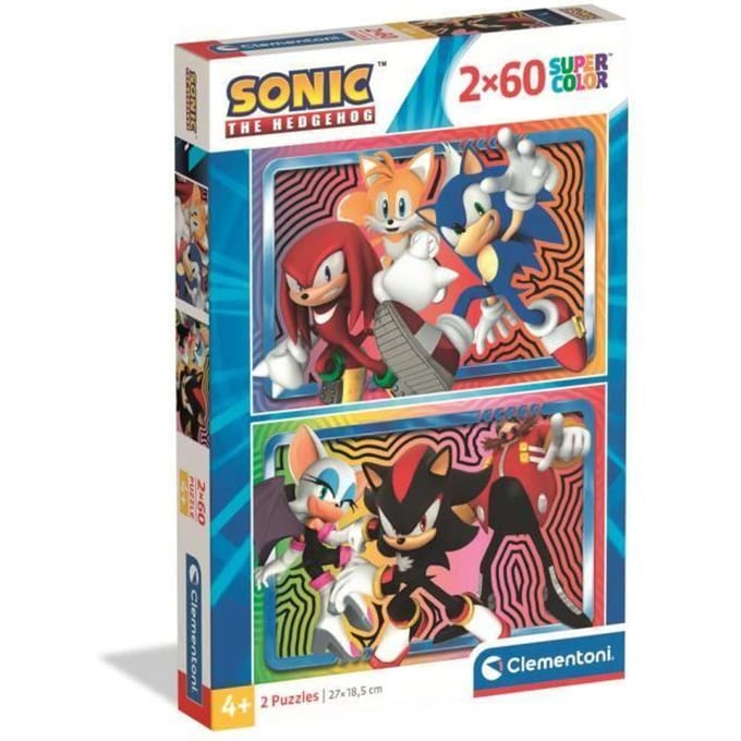 Clementoni - Puzzel - 2x60 Stukjes - Sonic - Puzzel Voor Kinderen - Vanaf 4 Jaar