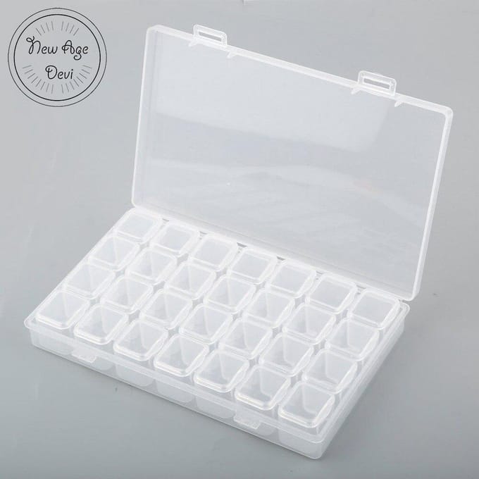 Diamond Painting Sorteerdoos - Diamond Painting box - Wit - Sorteerdoos - Vakjesdoos - 28 Vakjes - Transparant