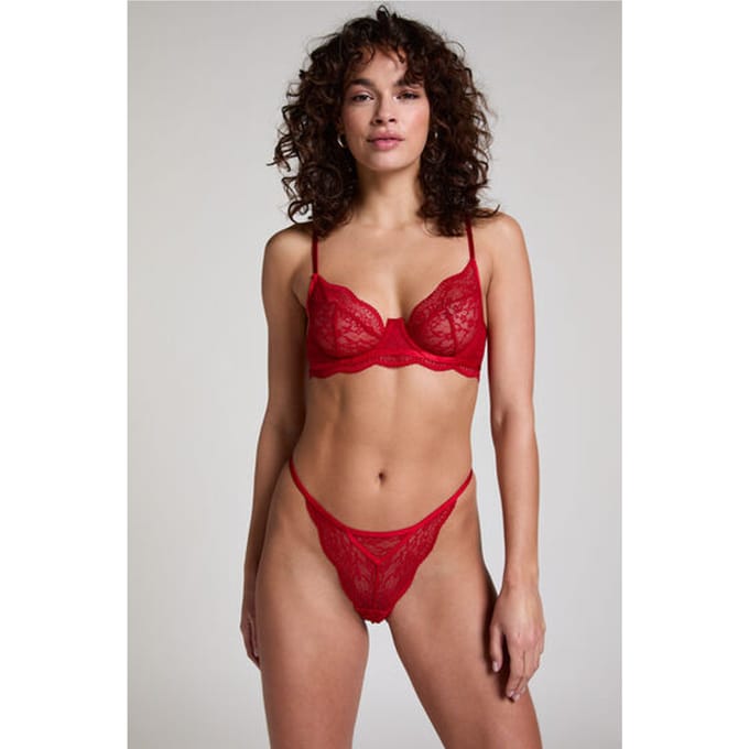 Hunkemöller Dames Lingerie String Isabelle - Rood - maat 2XL