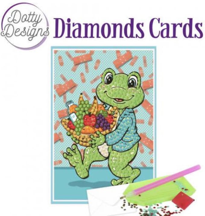 Dotty Designs diamonds cards - get wel frog - 10 x 15 cm