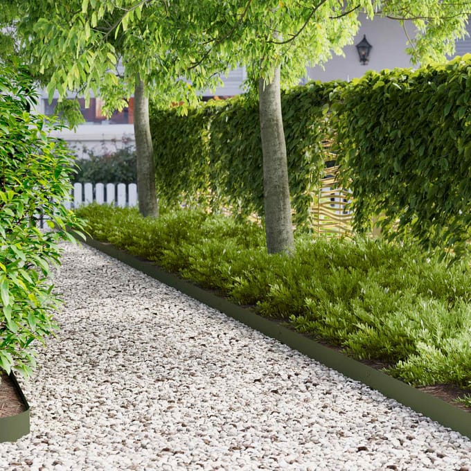 vidaXL - Gazonrand - 20 - st - 103 - x - 10 - cm - Staal - Olijfgroen