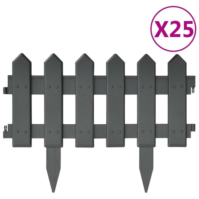 vidaXL - Gazonranden - 25 - st - 10 - m - PP - antracietkleurig