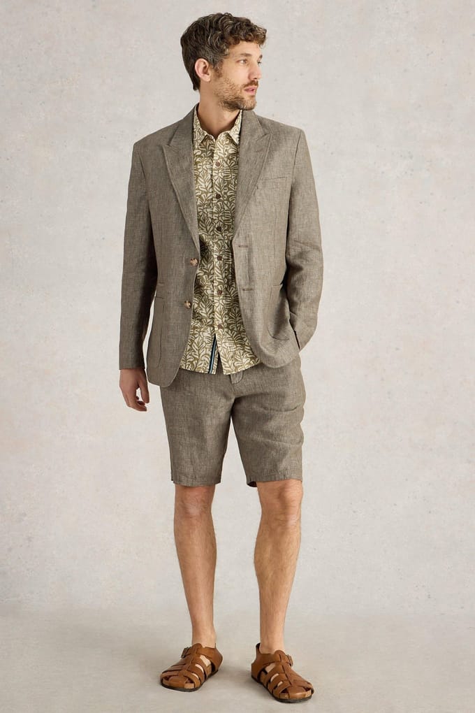 White Stuff Peak Lepal Linen Blazer Khaki Green Maat: 40 | Blazers Outlet | Heren | Bruin