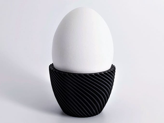 Set van 6 Eierdopjes - Spiraal Design - PLA Bioplastic - Duurzaam & Modern - Zwart