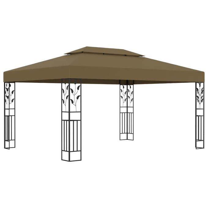 vidaXL - Prieel - met - dubbel - dak - 180 - g/m² - 3x4 - m - taupe