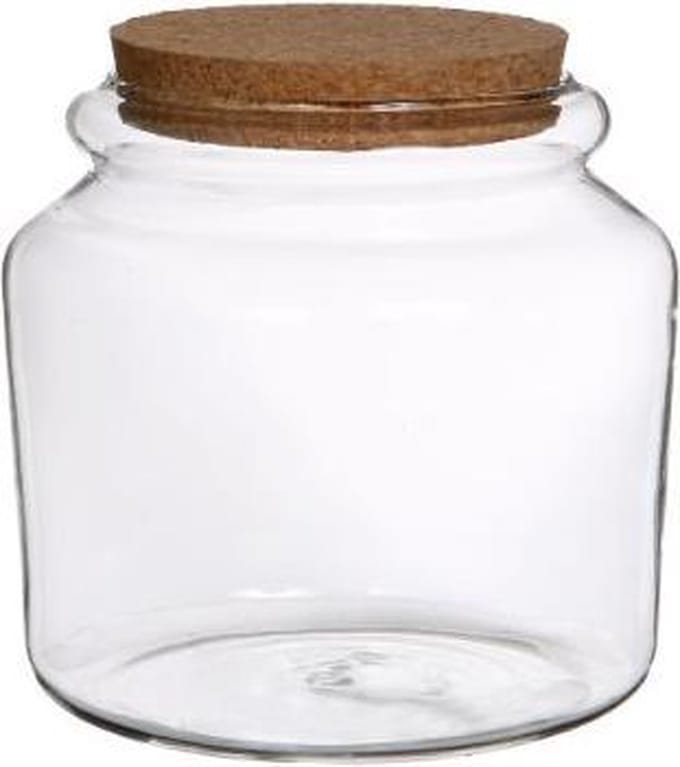 Glazen pot met kurk Ø 15 cm en 14 cm hoog (1 st)