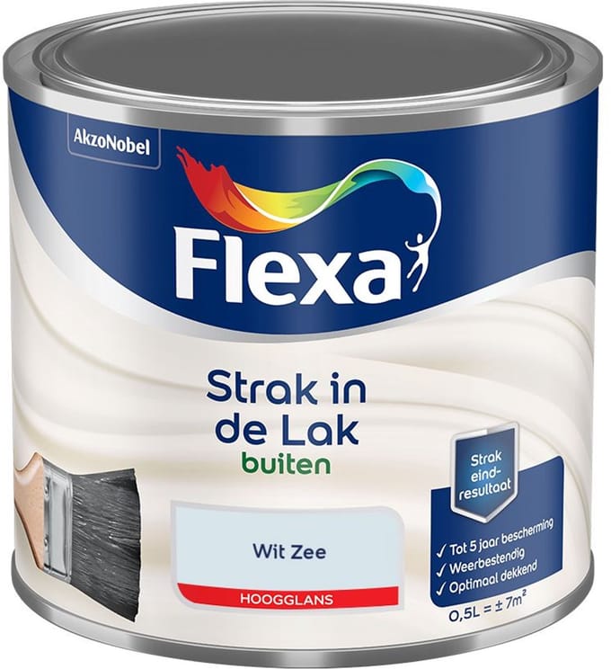 Flexa - Strak In De Lak Buitenlak Hoogglans - Wit Zee - Mengverf - 500 Ml