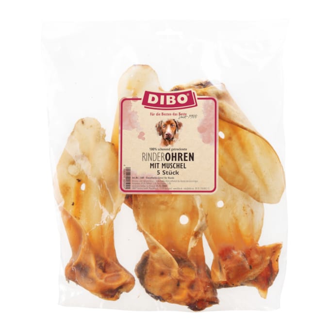 Dubbelpak: 2x350g DIBO runderoren met mossel hondensnacks