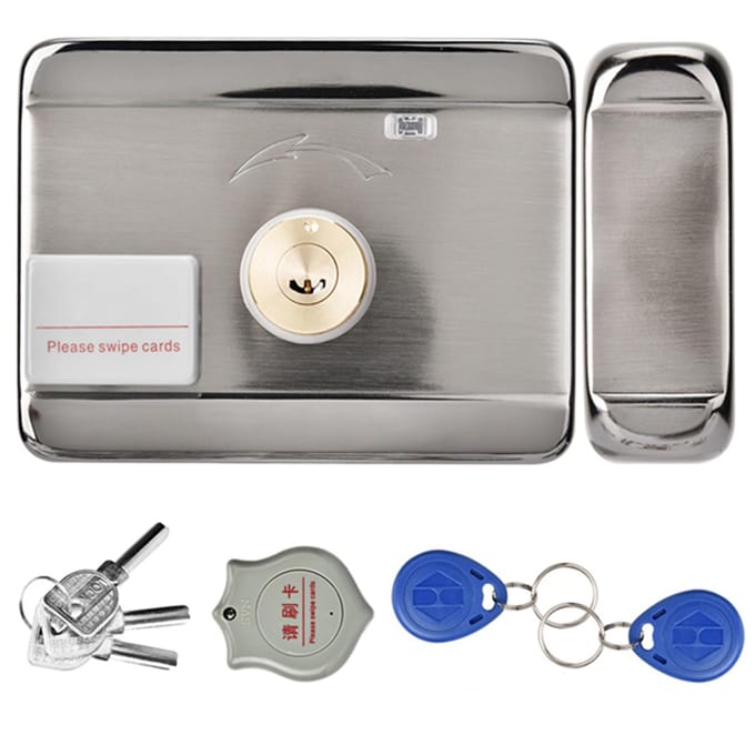 Serrure de porte à double tête 12 V avec système d'accès intelligent et identification électronique gray
