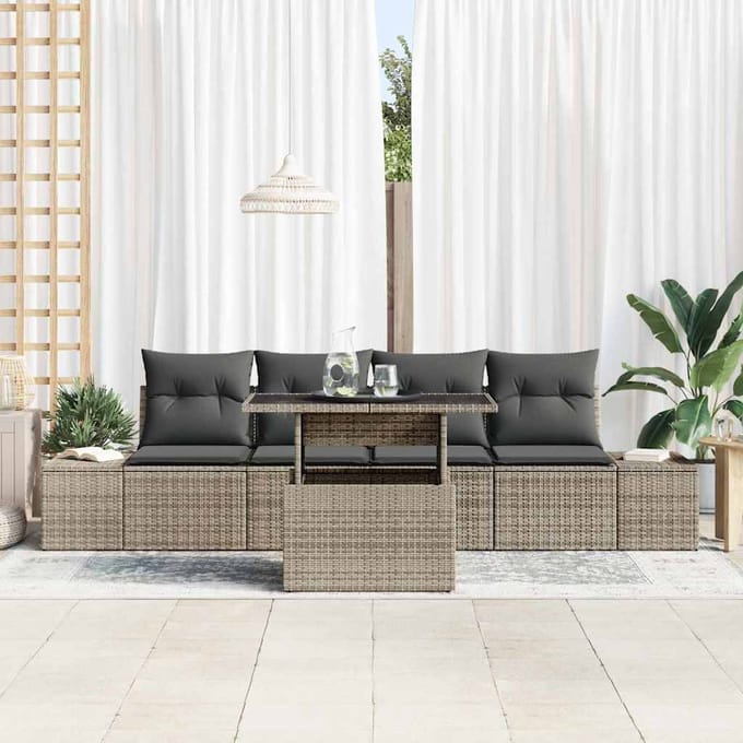 vidaXL - Bankstel - 5 - st - Grijs - poly - rattan