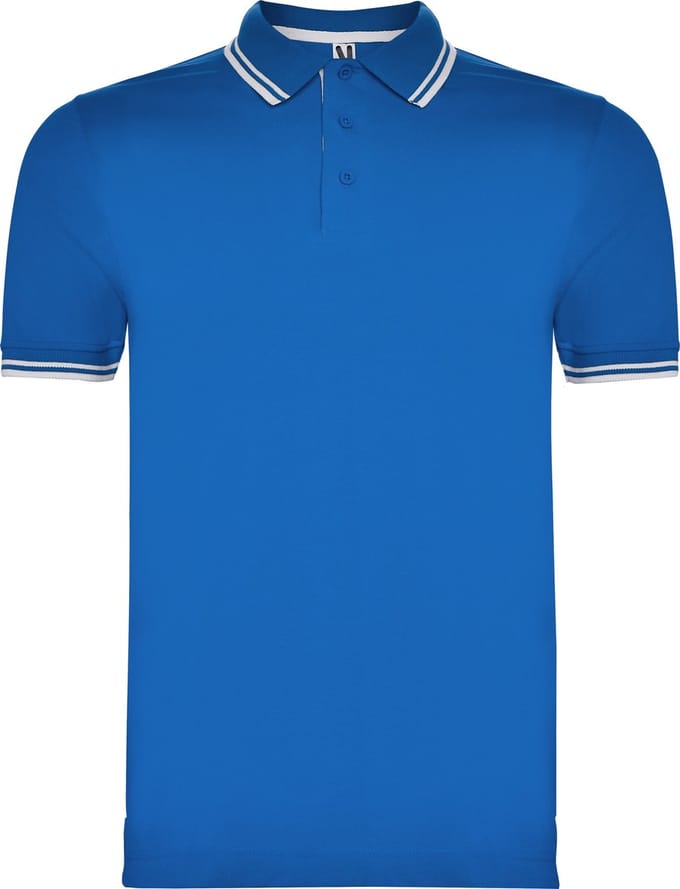 Heren polo 'Montreal' merk Roly maat S Kobaltblauw/Wit
