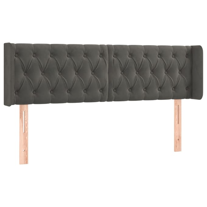 vidaXL - Hoofdbord - LED - 163x16x78/88 - cm - fluweel - donkergrijs