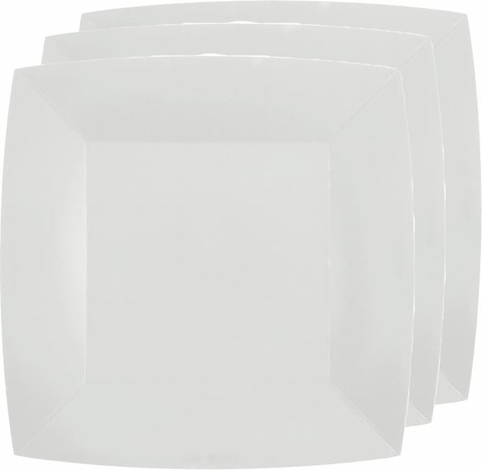 Santex Bordjes karton - 20x - vierkant - creme wit - 23 x 23 cm - feestbordjes