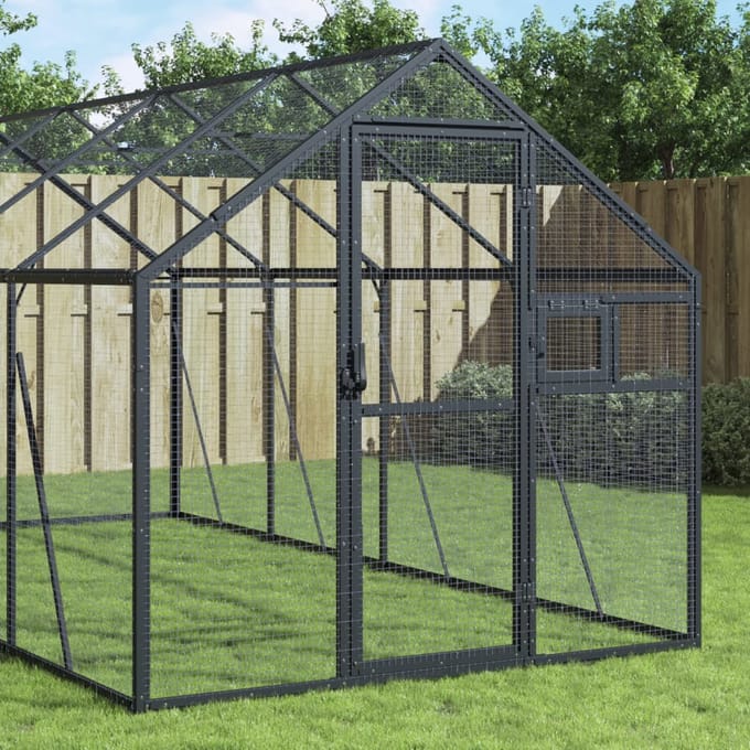 vidaXL Volière 1,79x4x1,85 m aluminium antracietkleurig