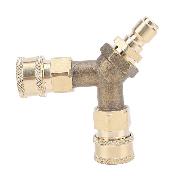 Hogedrukreiniger T-Splitser Koppeling Messing Drie Weg Connector Snelkoppeling 3/8 inch Fitting voor Autowasgereedschap gray