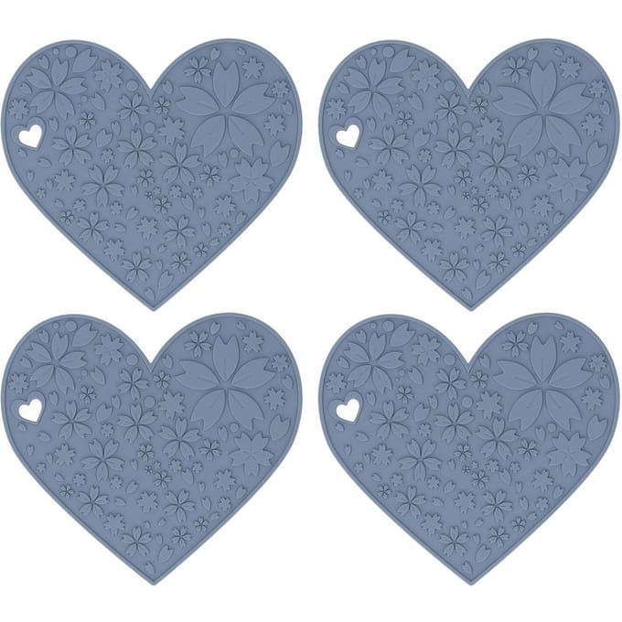 4 STUKS Siliconen Placemats Hartvormig Antislip Waterdicht Hittebestendig Afwasbaar Eettafelmat gray