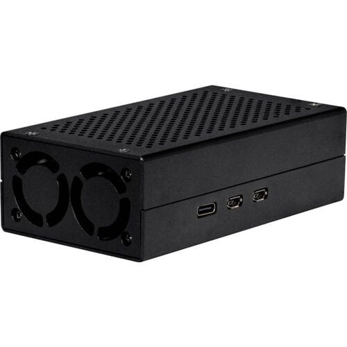 Joy-it ALU CASE for Pi5+M2 HAT / AI Kit SBC-behuizing Geschikt voor serie: Raspberry Pi® 5 B Incl. actieve koeler Zwart